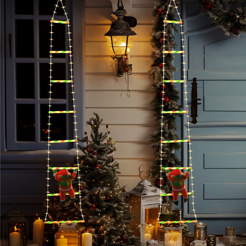 Festive Climbing Santa LED Ladder Light - USB Powered Outdoor Christmas Hanging Decoration with Remote 3m