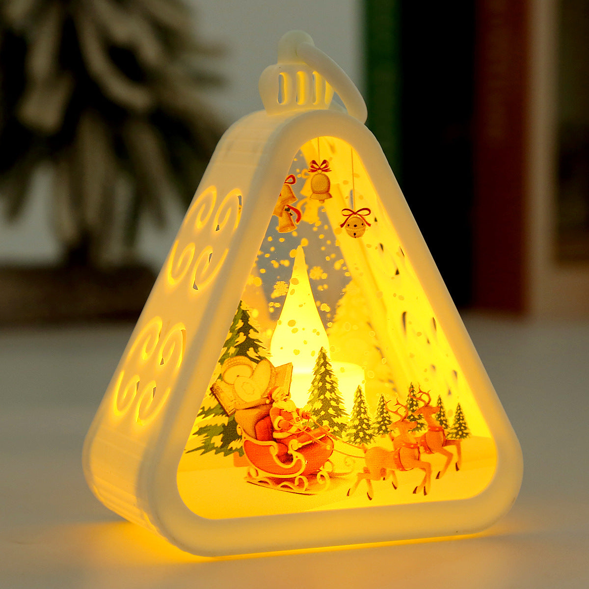 White Elk Charming Christmas Scene Mini Lanterns Set of 3 - Battery Operated LED Lights for a Cozy Holiday Glow