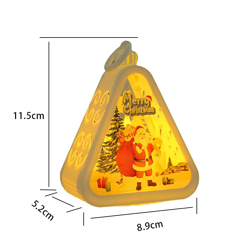 White Christmas tree Charming Christmas Scene Mini Lanterns Set of 3 - Battery Operated LED Lights for a Cozy Holiday Glow
