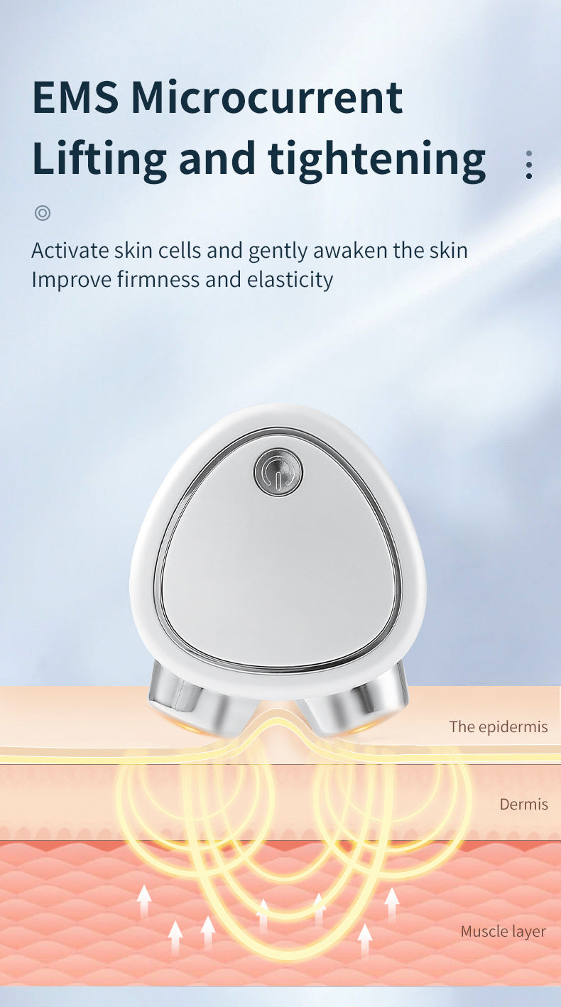 White EMS Microcurrent Facial Lifting Massager - Skin Tightening & Sculpting Beauty Tool