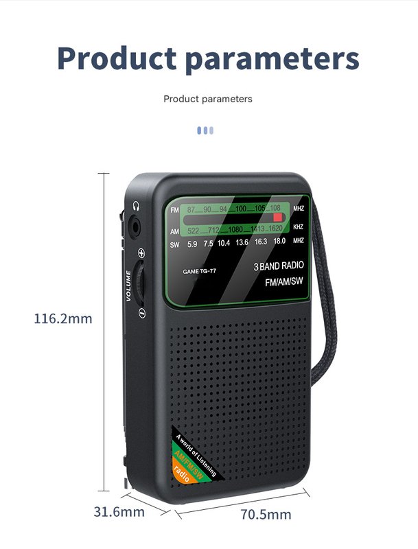 Golden JOC TG-77 Multi-Band Rechargeable Radio for Seniors - Automatic Channel Search, FM/AM/SW Bands