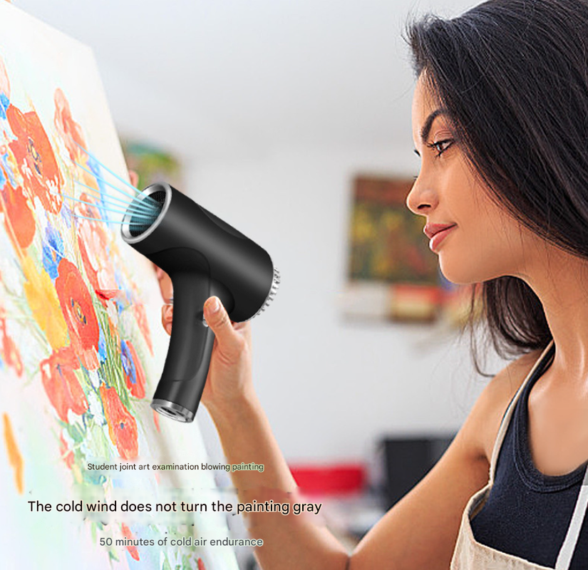 Black Ultra-Lightweight Ionic Cordless Hair Dryer, USB Rechargeable Portable Blow Dryer with Cool Air for Travel & Home