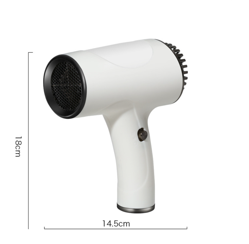 Black Ultra-Lightweight Ionic Cordless Hair Dryer, USB Rechargeable Portable Blow Dryer with Cool Air for Travel & Home
