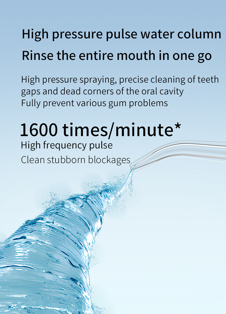 Blue Cordless Water Flosser & Oral Irrigator - Portable Teeth Cleaner with 3 Modes & 4 Jet Tips