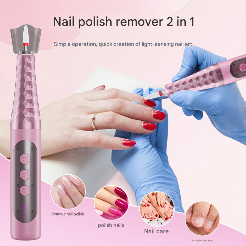 Grey Professional Electric Nail Drill Kit - 6-Speed 18000RPM Rechargeable Manicure & Pedicure File for Polishing, Grinding & Gel Removal