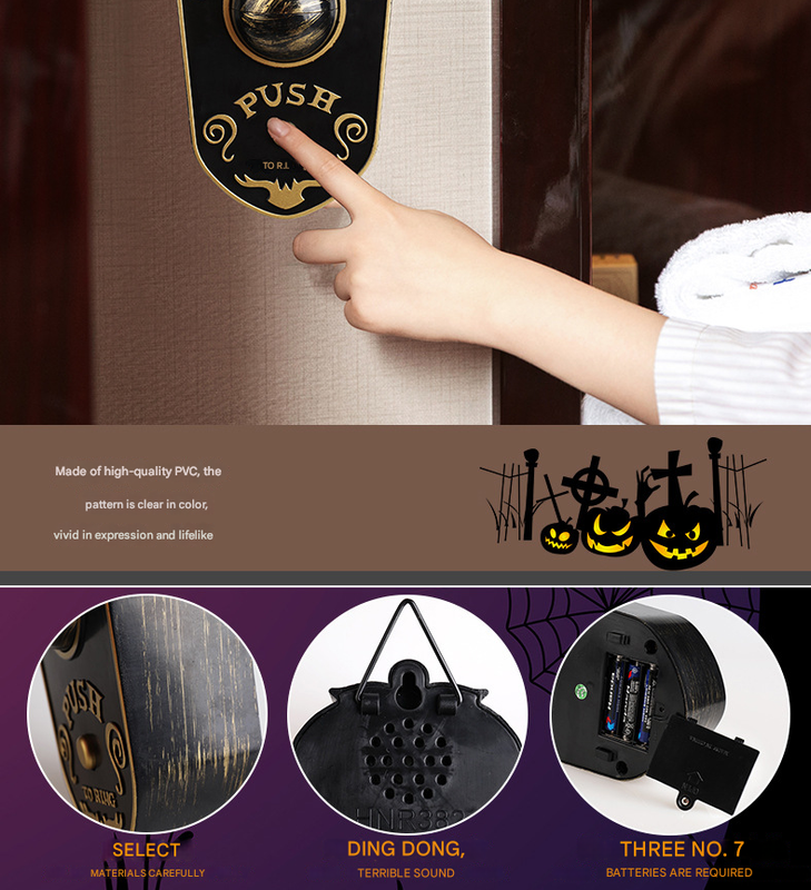 2-Piece Black Halloween Animated Eyeball Doorbell - Spooky Light-Up Prop with Scary Sounds for Party & Door Decoration