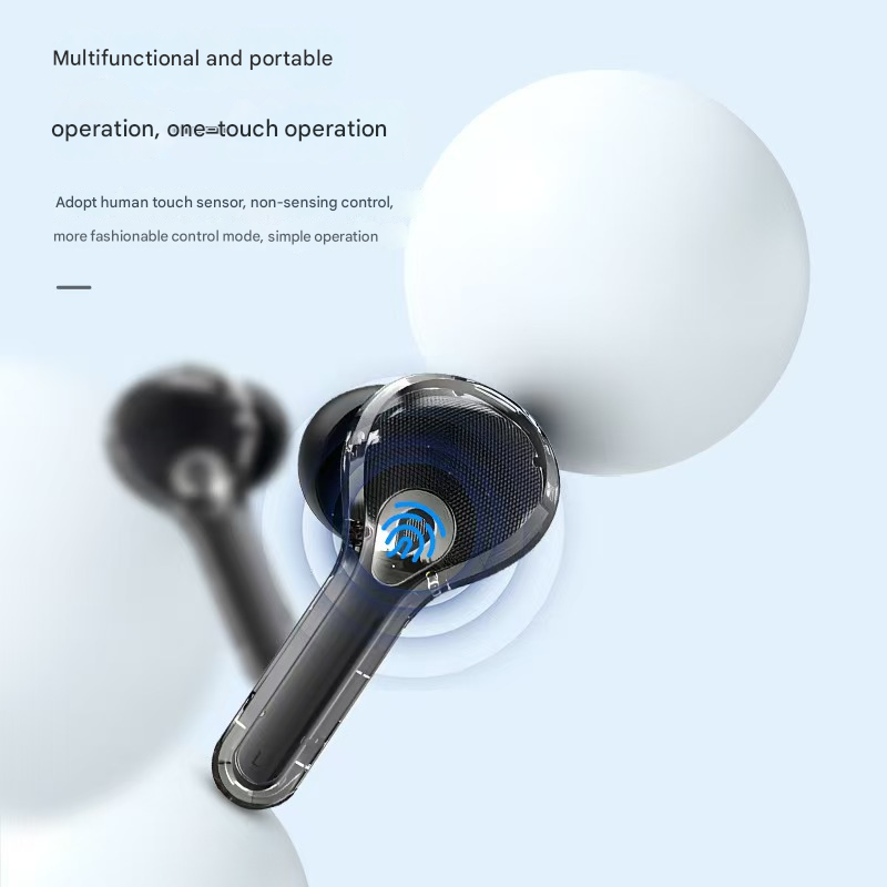 Black Smart TWS Earbuds with Full-Color LCD Touchscreen Case - Bluetooth 5.4, HiFi Stereo & ENC Noise Cancelling