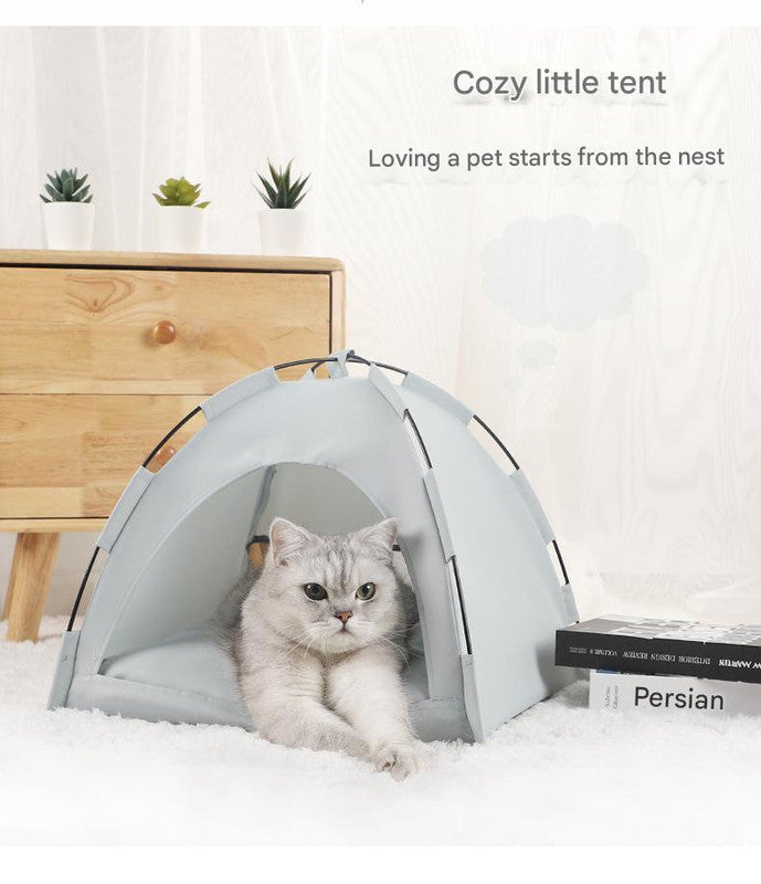 Green Premium Portable Pet Tent Bed with Cooling Mat - Breathable Foldable Outdoor Indoor Cat Dog House Shelter for Summer Size: M