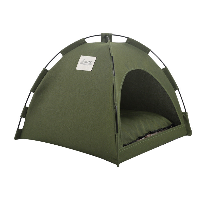 Green Premium Portable Pet Tent Bed with Cooling Mat - Breathable Foldable Outdoor Indoor Cat Dog House Shelter for Summer Size: L