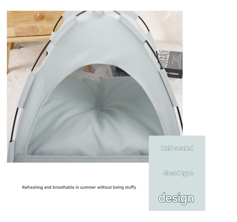 Green Premium Portable Pet Tent Bed with Cooling Mat - Breathable Foldable Outdoor Indoor Cat Dog House Shelter for Summer Size: L