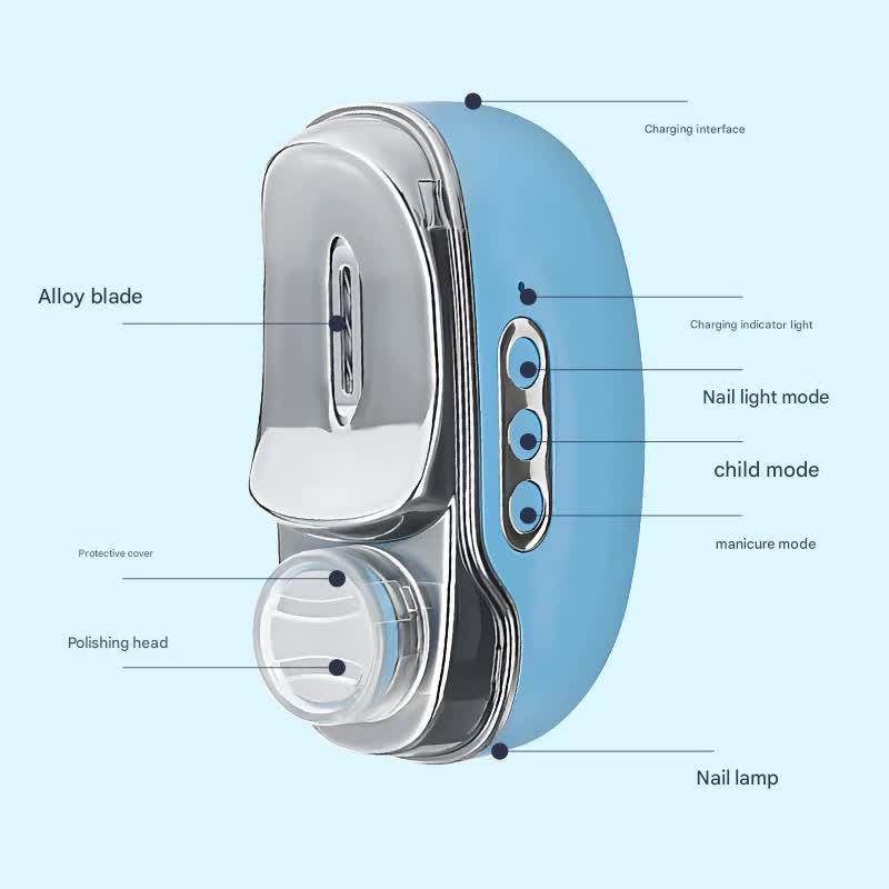 4-in-1 Electric Nail Care Device - Clipper, Grinder, Polisher & UV Sterilizer with Multiple Modes red