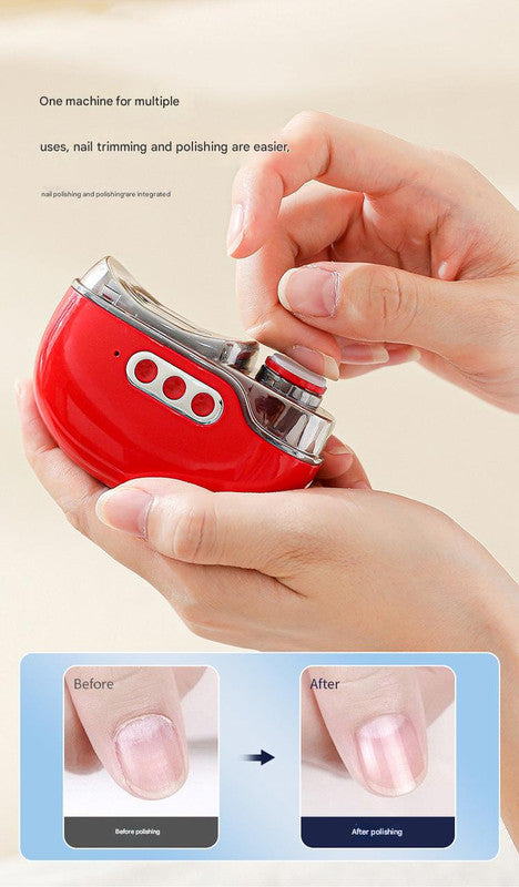 4-in-1 Electric Nail Care Device - Clipper, Grinder, Polisher & UV Sterilizer with Multiple Modes red