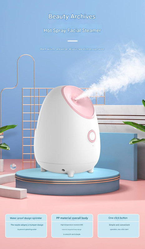 Nano Ionic Facial Steamer - Deep Hydration Hot Mist Face Steamer for Home Spa & Skincare pink