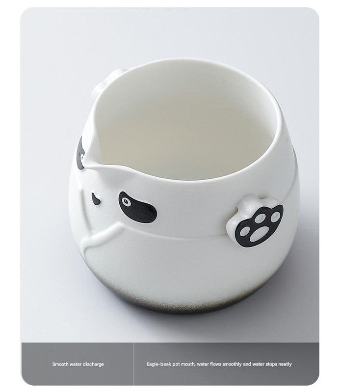 Adorable Panda Design Ceramic Tea Infuser Mug Set - 310ml Travel Crackle Glaze Cup with Lid & Strainer red