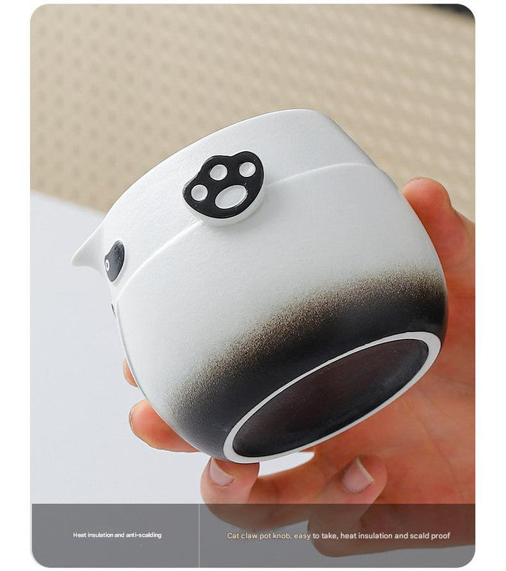Adorable Panda Design Ceramic Tea Infuser Mug Set - 310ml Travel Crackle Glaze Cup with Lid & Strainer red