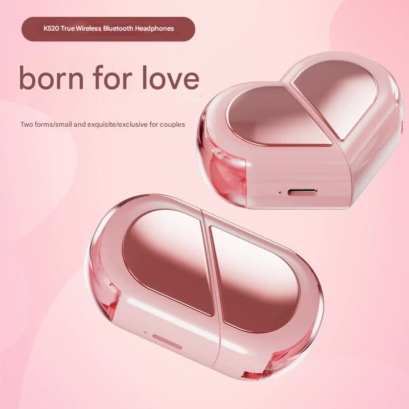 Mini True Wireless Bluetooth 5.3 Earbuds - Heart/Capsule Case, Touch Control, Auto-Connect black