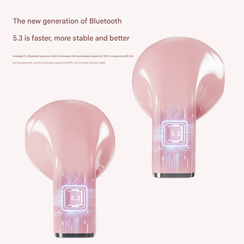 Mini True Wireless Bluetooth 5.3 Earbuds - Heart/Capsule Case, Touch Control, Auto-Connect white