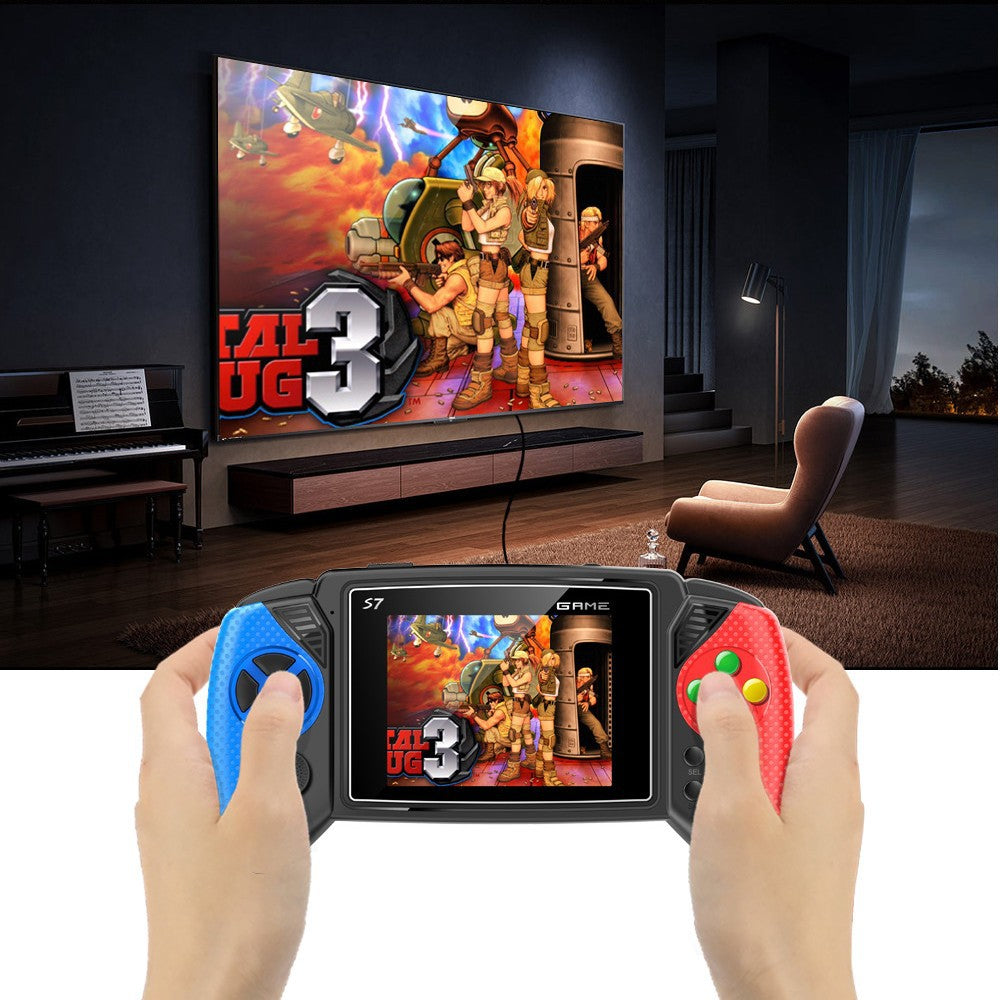 S7 Trendy Joystick Handheld Game Console - 620 Built-in Games, TV Output, Crystal Buttons & 2-Player Support white
