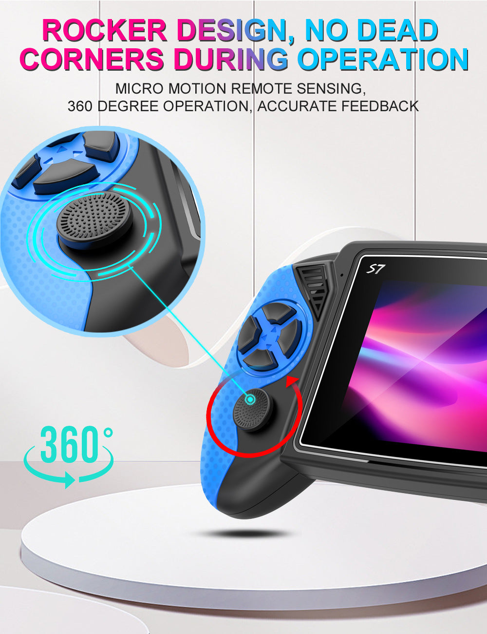 S7 Trendy Joystick Handheld Game Console - 620 Built-in Games, TV Output, Crystal Buttons & 2-Player Support white