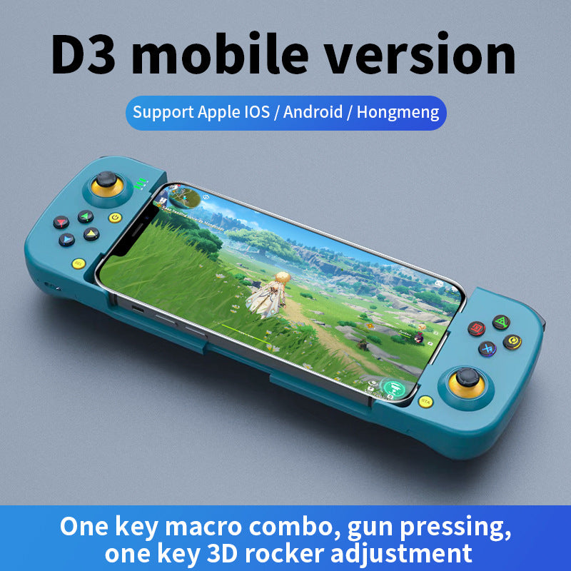Portable Telescopic Mobile Game Controller - Bluetooth 5.0, iOS/Android/PC Compatible, 400mAh Battery blue
