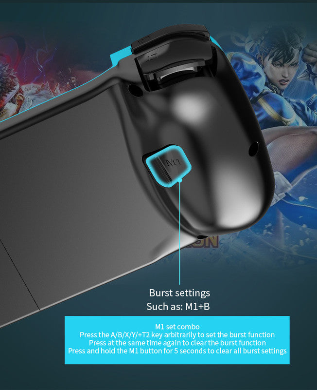Portable Telescopic Mobile Game Controller - Bluetooth 5.0, iOS/Android/PC Compatible, 400mAh Battery blue