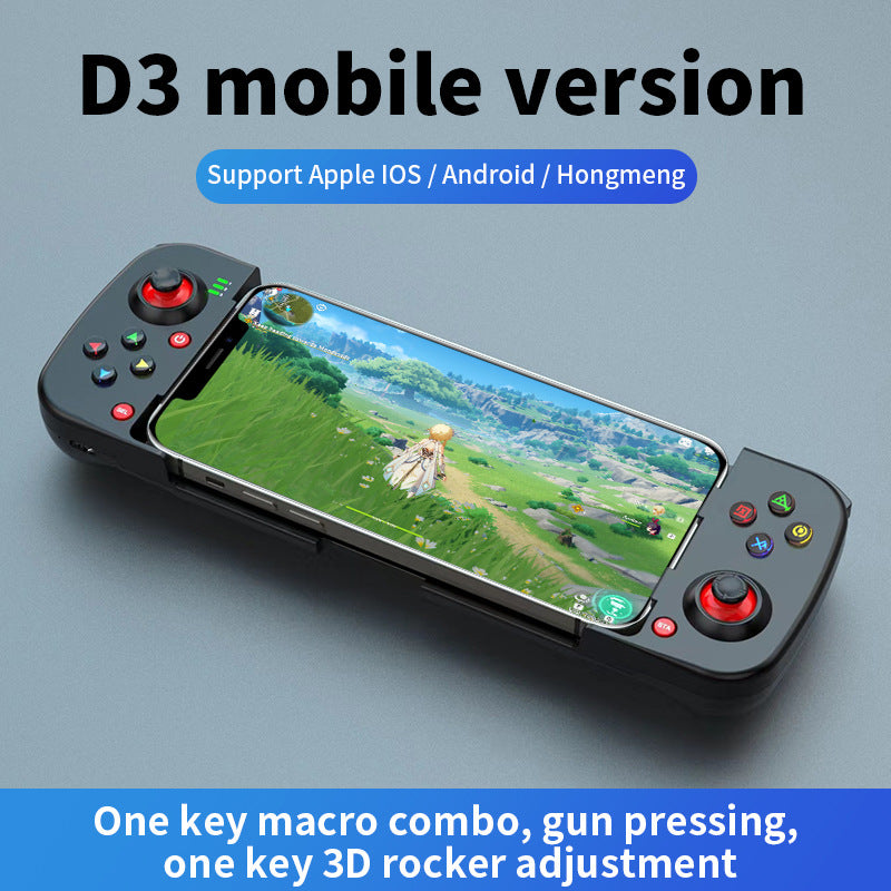 Portable Telescopic Mobile Game Controller - Bluetooth 5.0, iOS/Android/PC Compatible, 400mAh Battery black