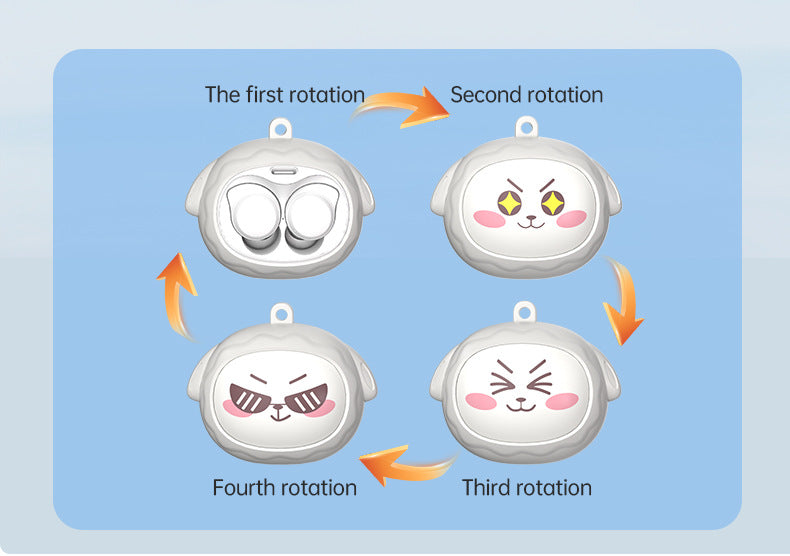 Fun Face-Changing TWS Earbuds with Rotating Case - Bluetooth 5.4, High-Quality Sound Light Blue