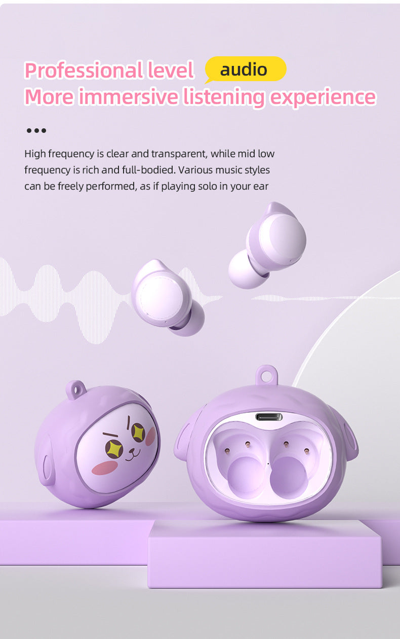 Fun Face-Changing TWS Earbuds with Rotating Case - Bluetooth 5.4, High-Quality Sound pink
