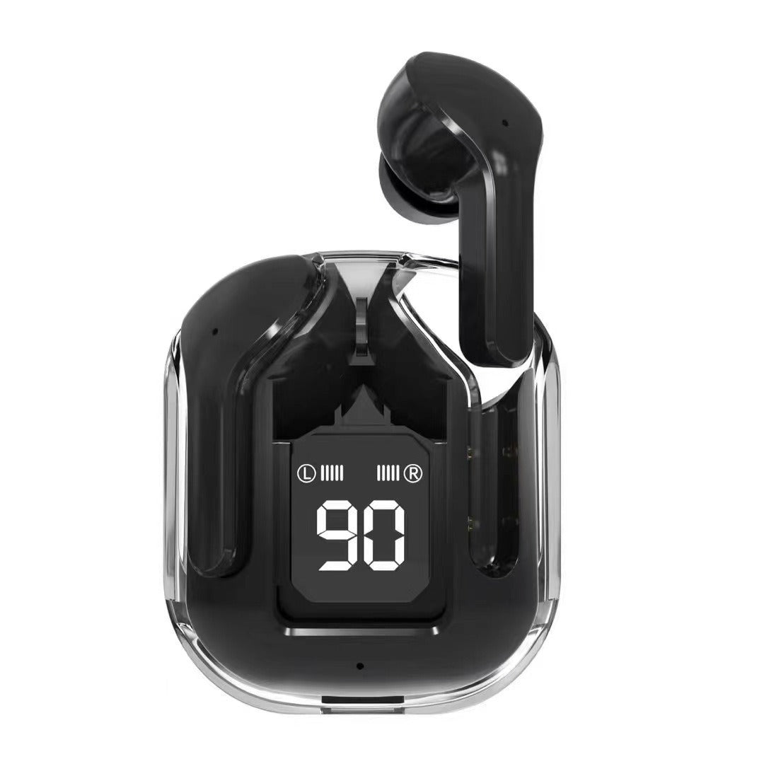 Transparent Capsule TWS Earbuds with LED Digital Display - Bluetooth 5.3, IPX4 Waterproof, Type-C Charging black