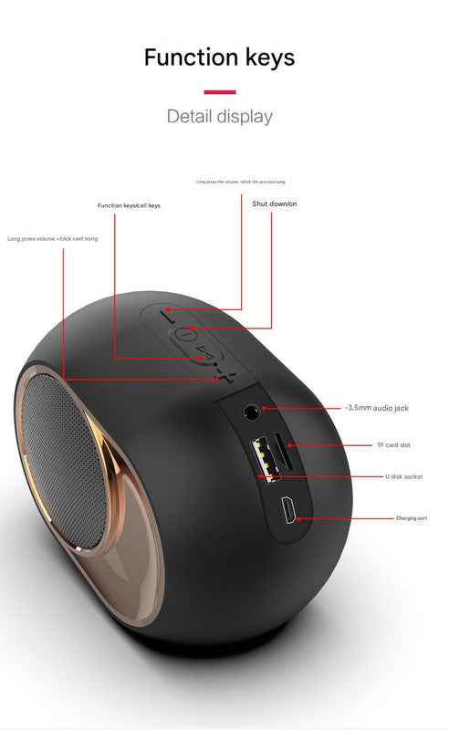 Portable Wireless Bluetooth 5.0 Speaker - TWS Stereo, Powerful Bass, Hands-Free Calls & Multiple Playback Modes black