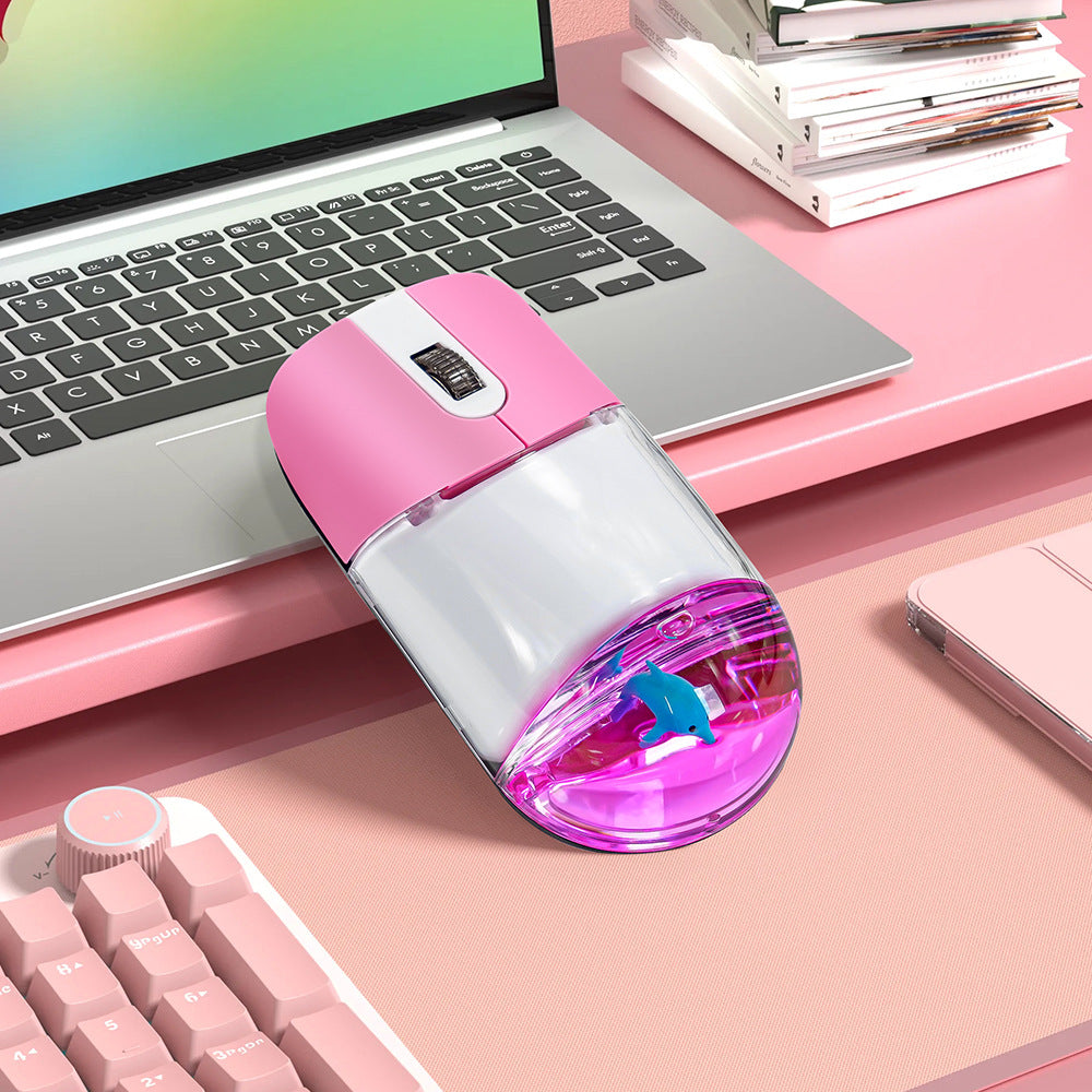 Whimsical 2.4G Wireless Mouse with Floating Animal Design - Comfortable, Quiet & Portable pink