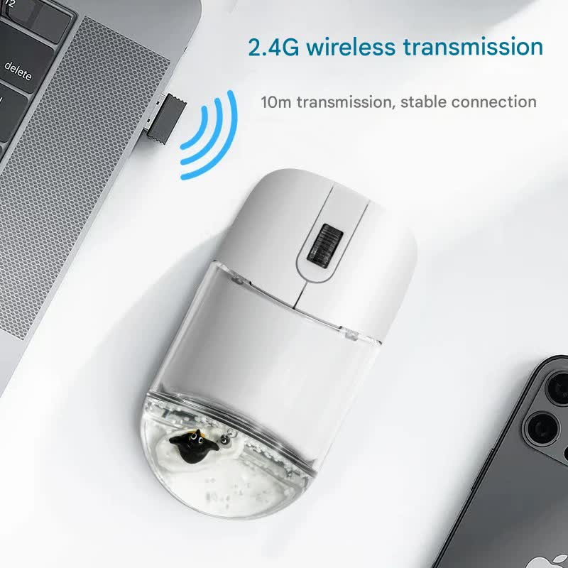 Whimsical 2.4G Wireless Mouse with Floating Animal Design - Comfortable, Quiet & Portable pink