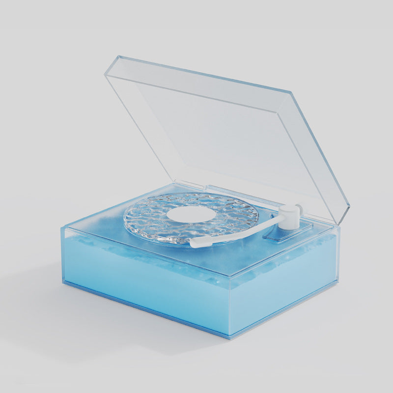 Retro Vinyl Bluetooth Speaker with Water Ripple Light Projection & 360 Surround Sound blue
