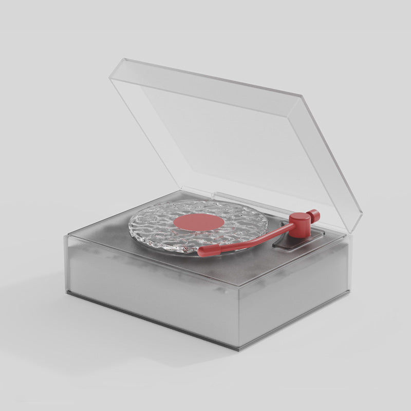 Retro Vinyl Bluetooth Speaker with Water Ripple Light Projection & 360 Surround Sound grey