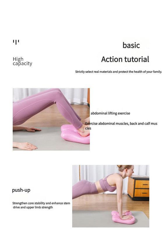 Dual-Side Textured Fitness Balance Board - Core Strengthener with Anti-Slip Massage Surface blue