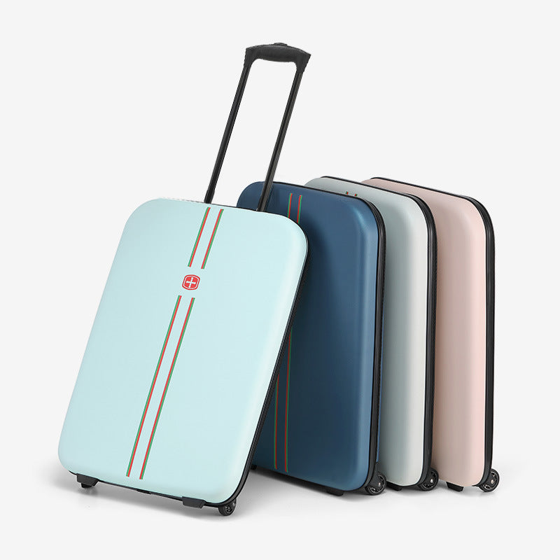 Compact Expandable Foldable Luggage - Reinforced Alloy Handle & Silent Wheels dark blue