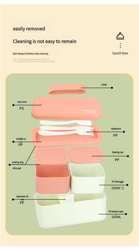 Eco - Friendly Lunch Box - Portable with Compartments pink