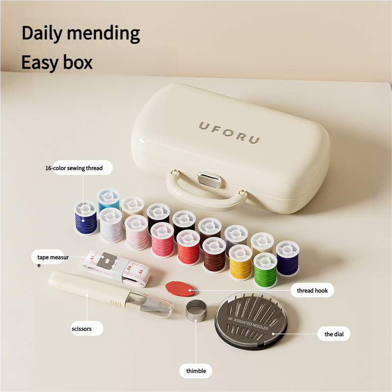 Complete Sewing Kit - Portable with Organized Compartments white