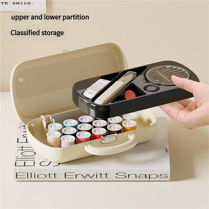 Complete Sewing Kit - Portable with Organized Compartments white