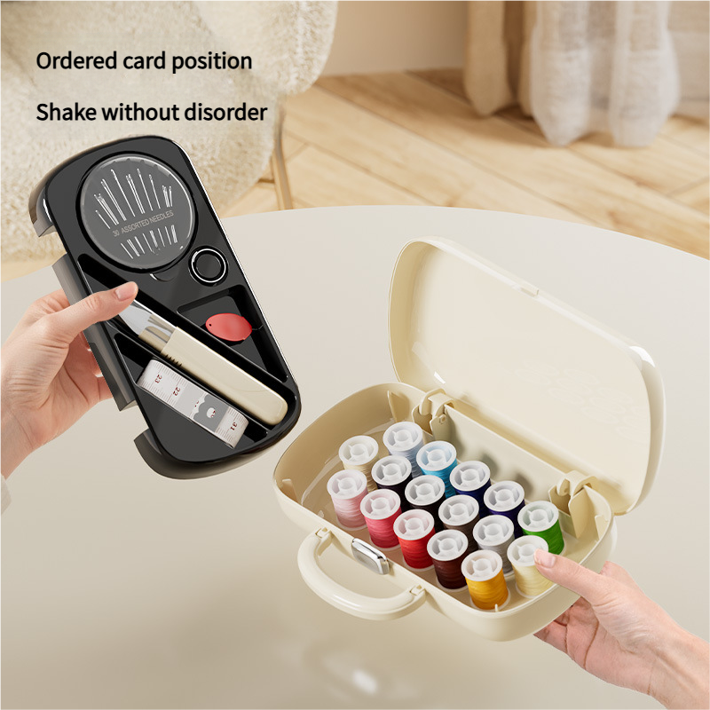 Complete Sewing Kit - Portable with Organized Compartments white