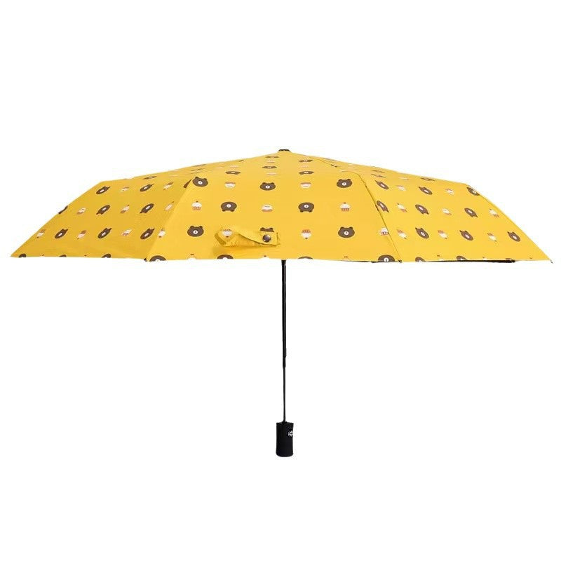 Auto Open/Close 8-Rib Sun & Rain Umbrella - 98cm UV Protection Canopy yellow