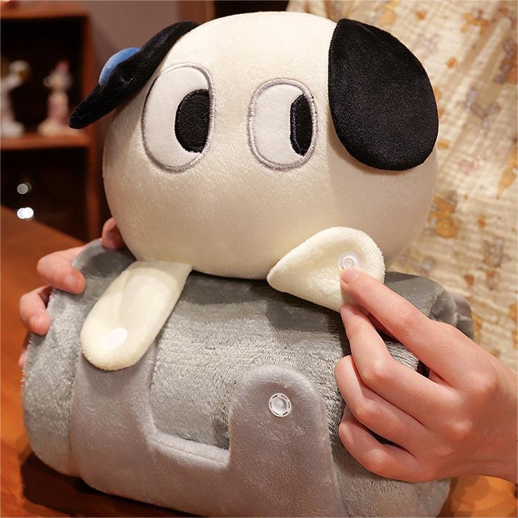 Plush 2-in-1 Pillow Blanket - Adorable Design for Cozy Comfort Pink Rabbit