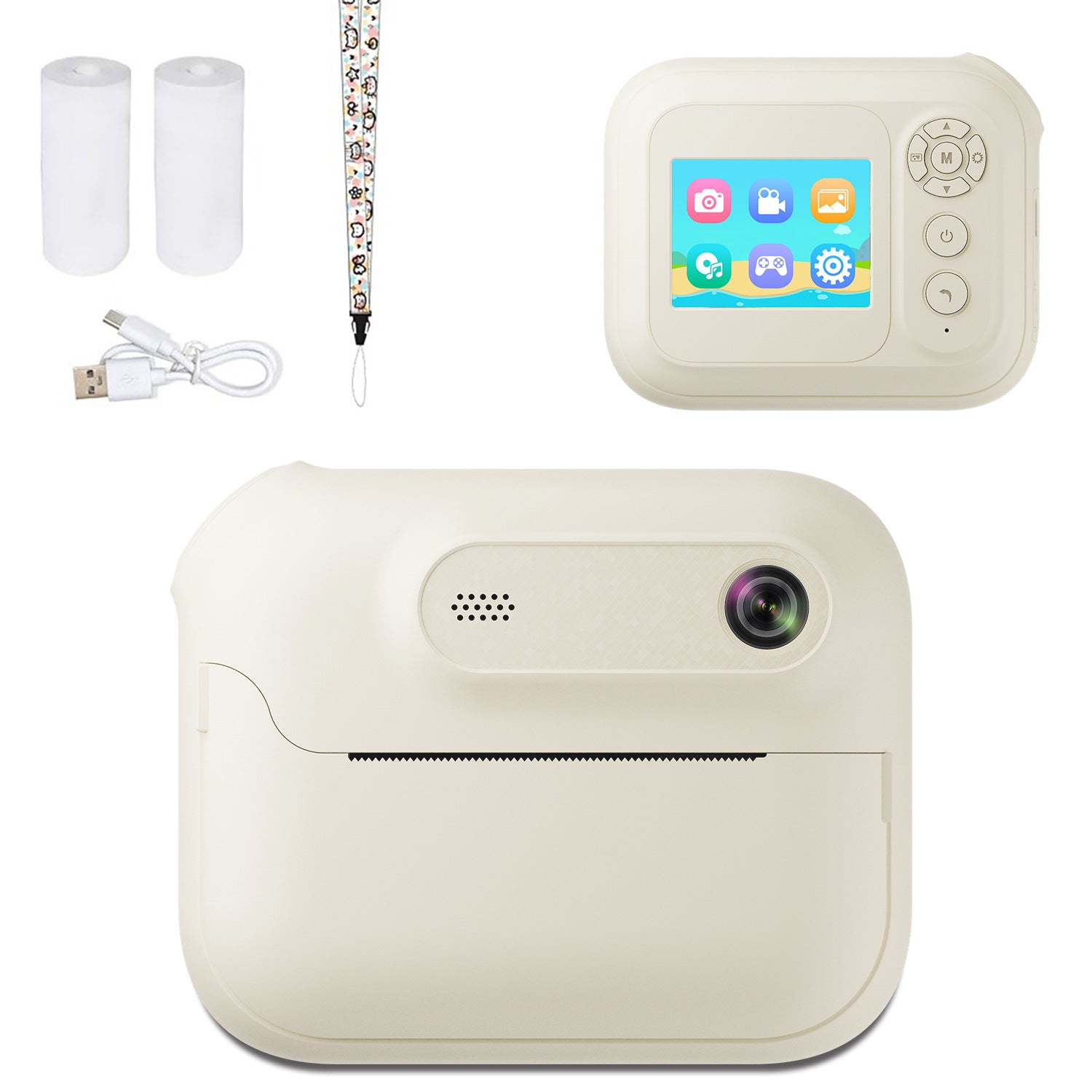 Kids Multi-Functional Camera Toy - Instant B&W Printing & Creative Stickers white