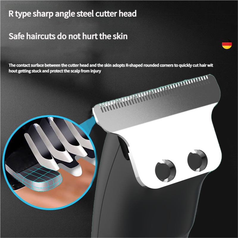 Professional Steel Hair Clipper - Low Noise Motor with 3 Guard Combs & Type-C Charging silver