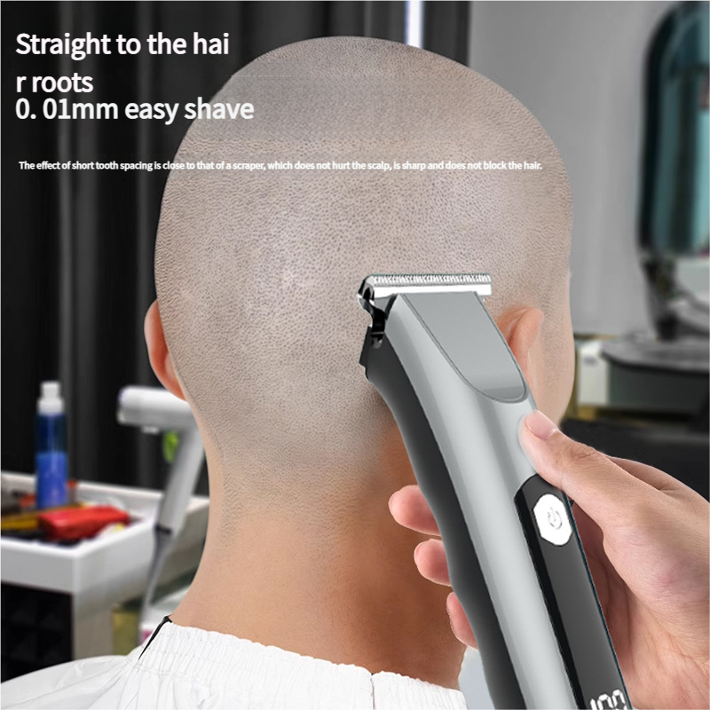 Professional Steel Hair Clipper - Low Noise Motor with 3 Guard Combs & Type-C Charging blue