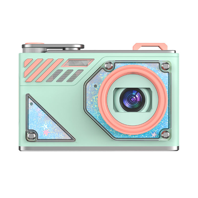 Glitter Sand Design 64MP HD Digital Camera with LED Fill Light & Auto Focus green