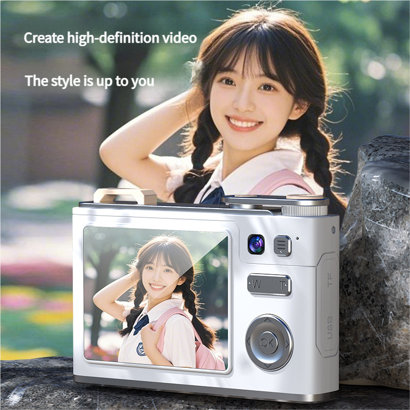 Glitter Sand Design 64MP HD Digital Camera with LED Fill Light & Auto Focus green