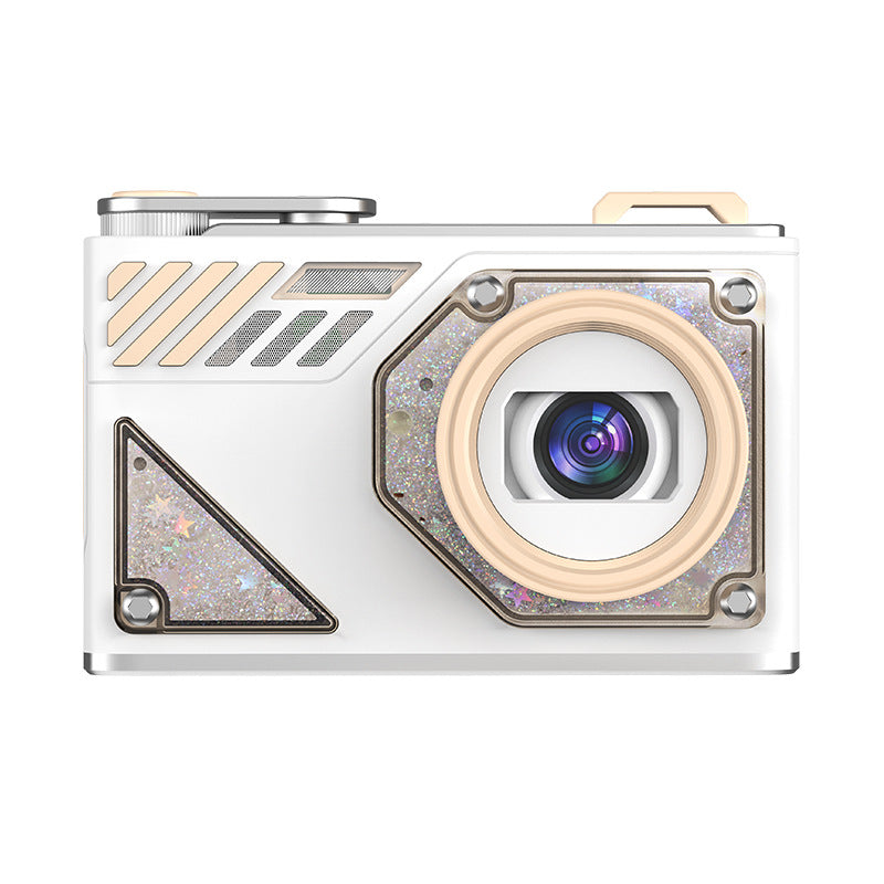 Glitter Sand Design 64MP HD Digital Camera with LED Fill Light & Auto Focus white