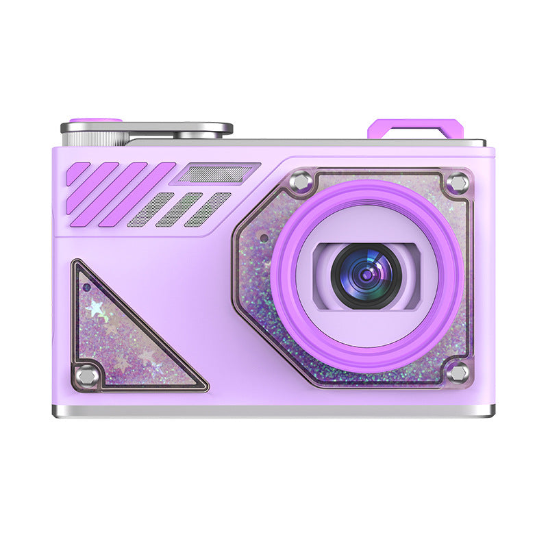 Glitter Sand Design 64MP HD Digital Camera with LED Fill Light & Auto Focus purple