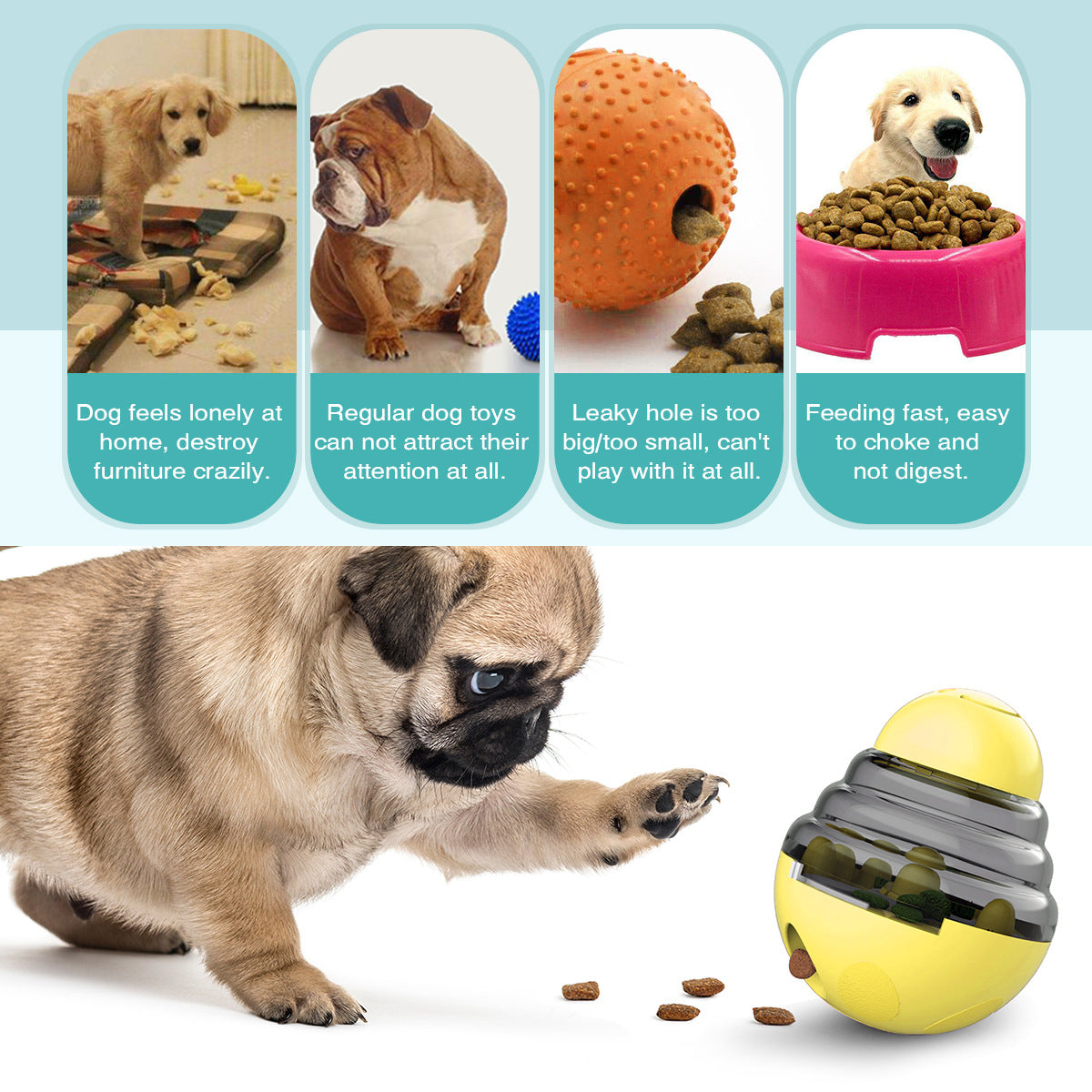 Interactive Dog Puzzle Feeder with Adjustable Food Dispensing Holes Blue
